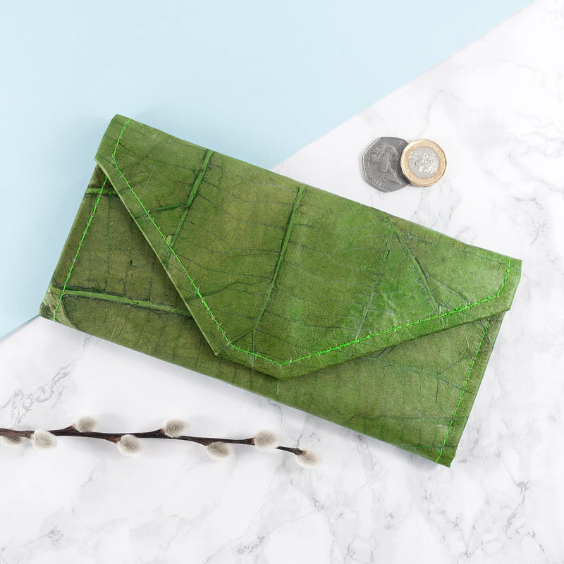 Vegan Leaf Leather Ladies Continental Envelope Wallet