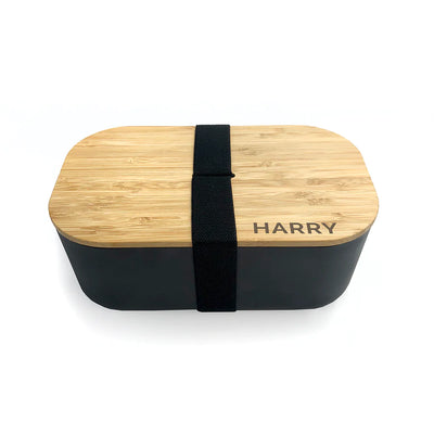 Personalised Large Black Bamboo Lunch Box Really Cool Gifts