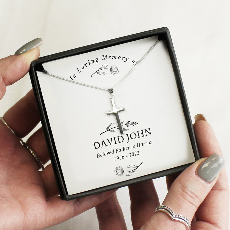 Personalised In Loving Memory Cross Sentiment Necklace and Box by Really Cool Gifts