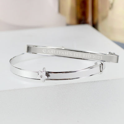 Personalised Eid Sterling Silver Childs Expanding Diamante Star Bracelet Really Cool Gifts