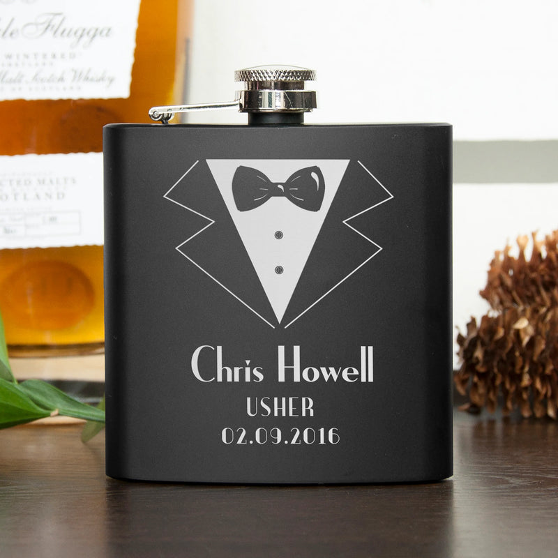 Personalised Groomsman Matte Hip Flask