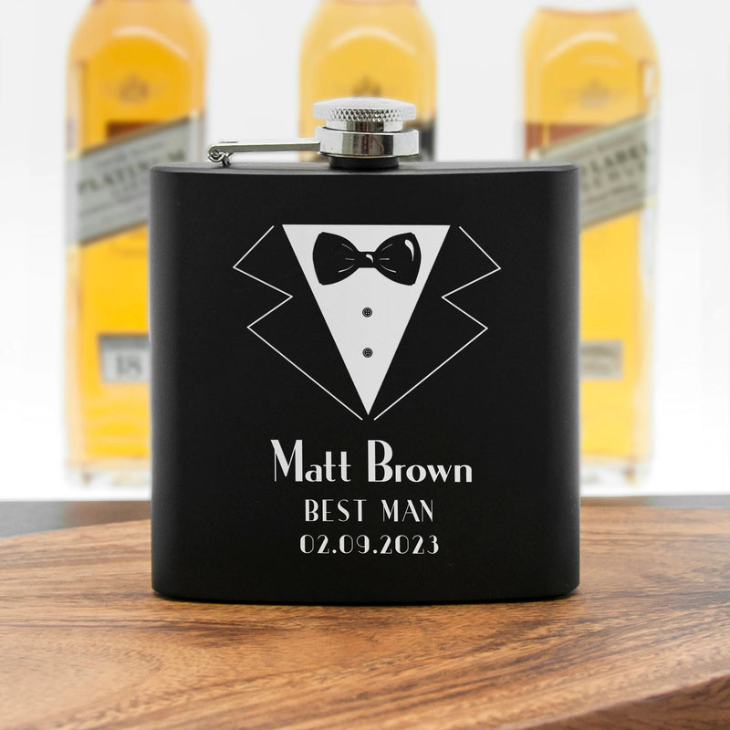 Personalised Groomsman Matte Hip Flask