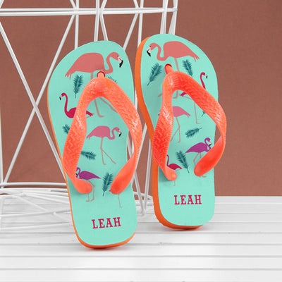 Personalised Fabulous Flamingos Child's Flip Flops Really Cool Gifts