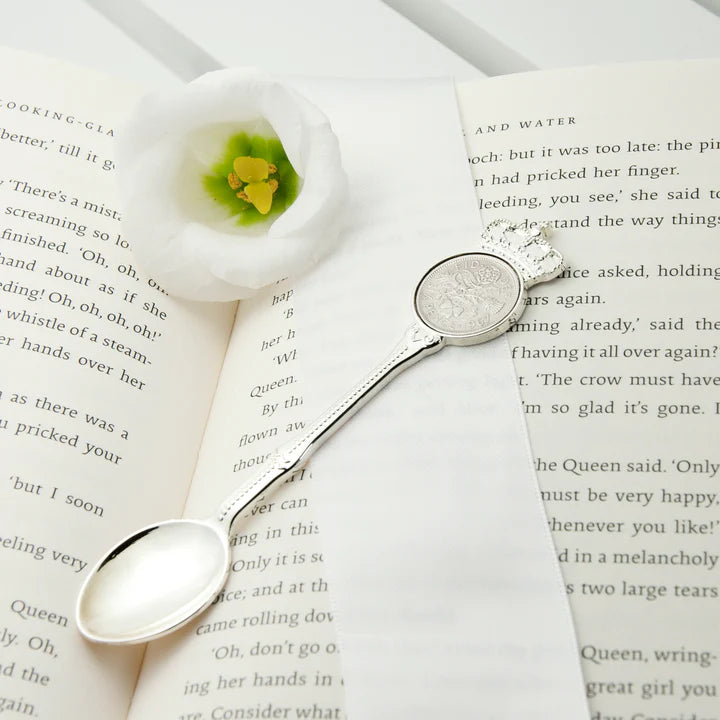 Personalised Silver Plated Lucky Sixpence Teaspoon