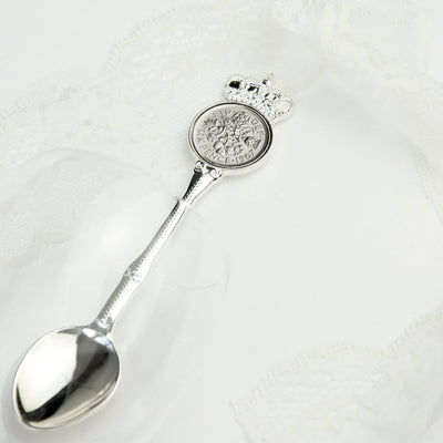 Personalised Silver Plated Lucky Sixpence Teaspoon