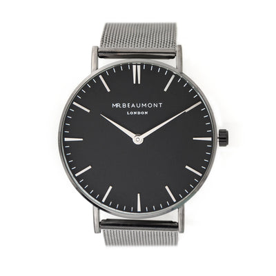 Mr Beaumont Personalised Men's Metallic Charcoal Grey Watch With Black Face Really Cool Gifts