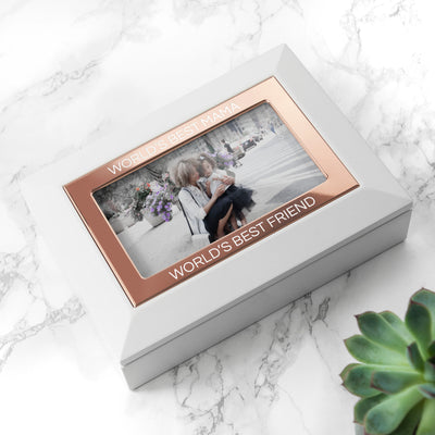 Personalised White & Rose Gold Photo Jewellery Box