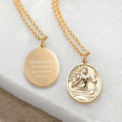 Personalised St Christopher Gold Necklace