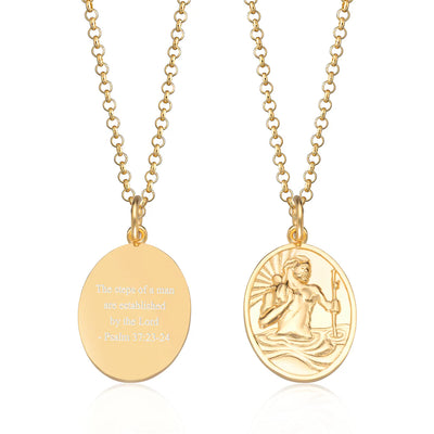 Personalised St Christopher Gold Necklace