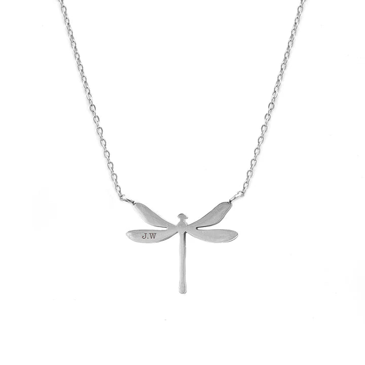 Personalised Kids Dragonfly Silver Necklace