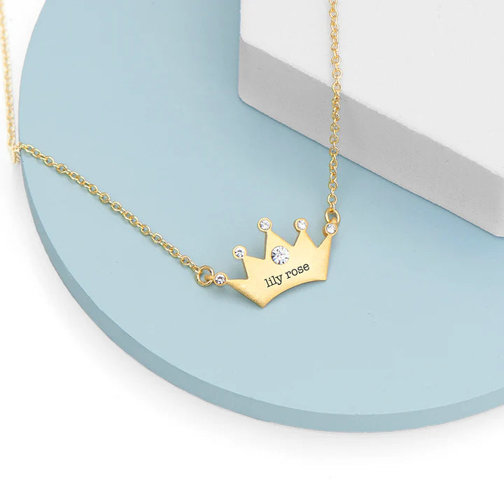 Personalised Kids Princess Crown Necklace