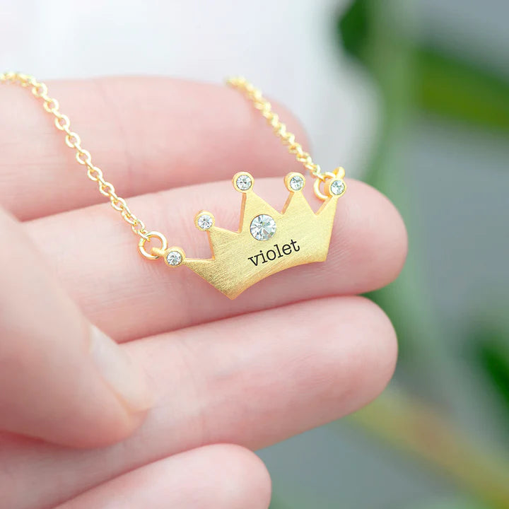 Personalised Kids Princess Crown Necklace