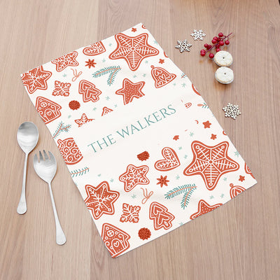 Personalised Gingerbread Wallpaper Tea Towel