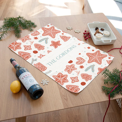 Personalised Gingerbread Wallpaper Tea Towel