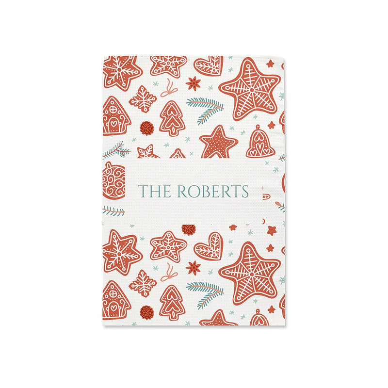 Personalised Gingerbread Wallpaper Tea Towel