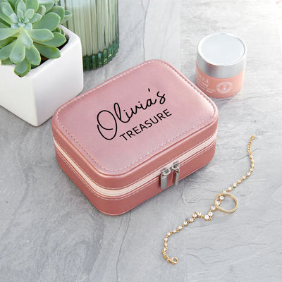 Personalised Sparkly Pink 'My Treasure' Jewellery Case