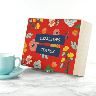 Personalised Vibrant Floral Tea Box