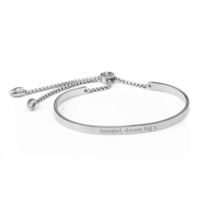 Personalised Silver Affirmation Bangle Bracelet by Really Cool Gifts