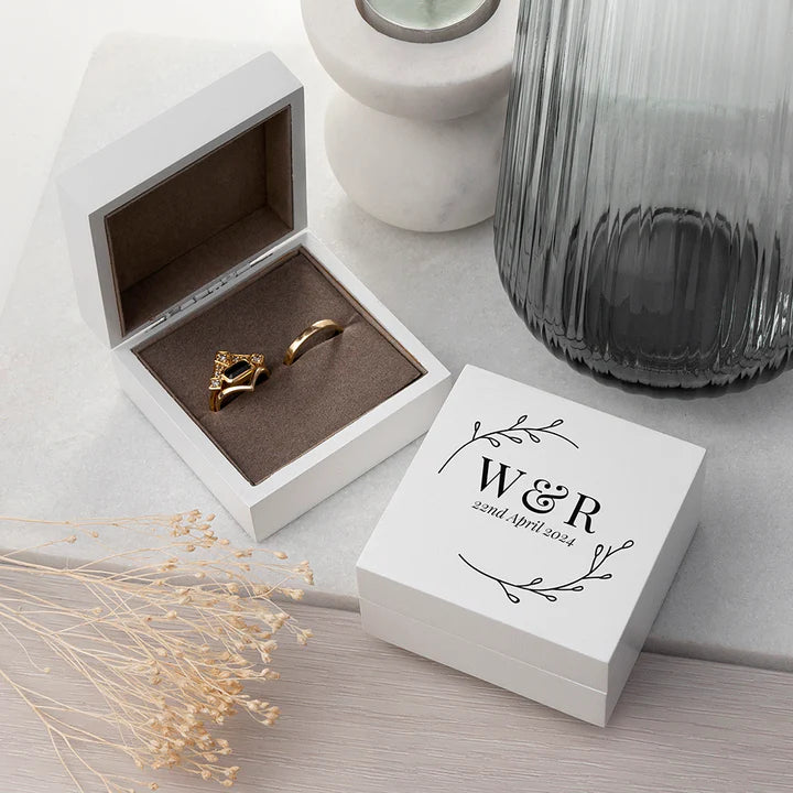 Personalised Wedding Wreath Double Ring Box
