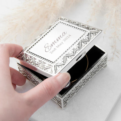 Personalised Miniature Mosaic Silver Trinket Box
