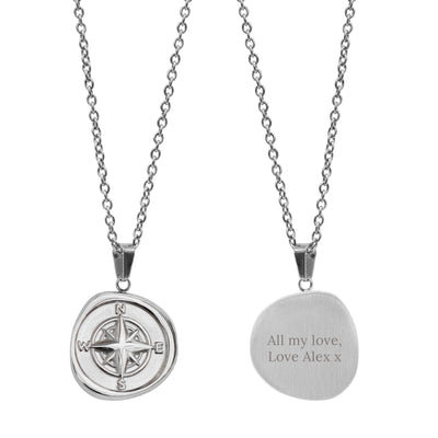 Personalised Men's Compass Amulet Necklace by Really Cool Gifts