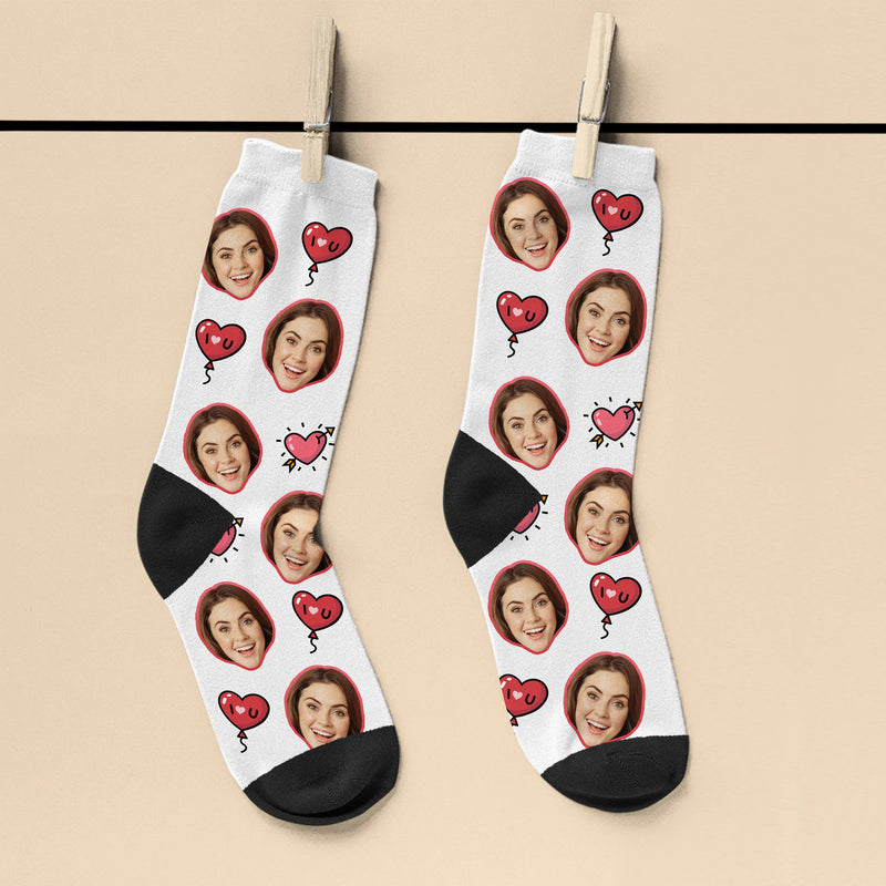 Personalised I Love You Face Socks