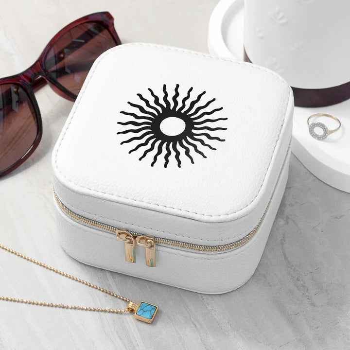 Customisable Sun White Travel Jewellery Case