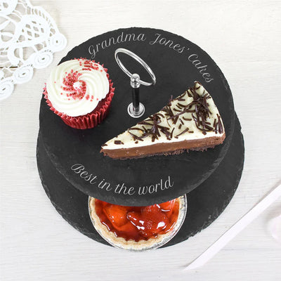 Personalised Two Tiered Slate Cake Stand