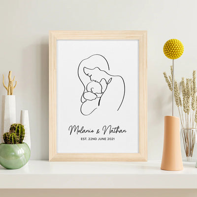 Personalised Line Art New Mum and Babys Love Print