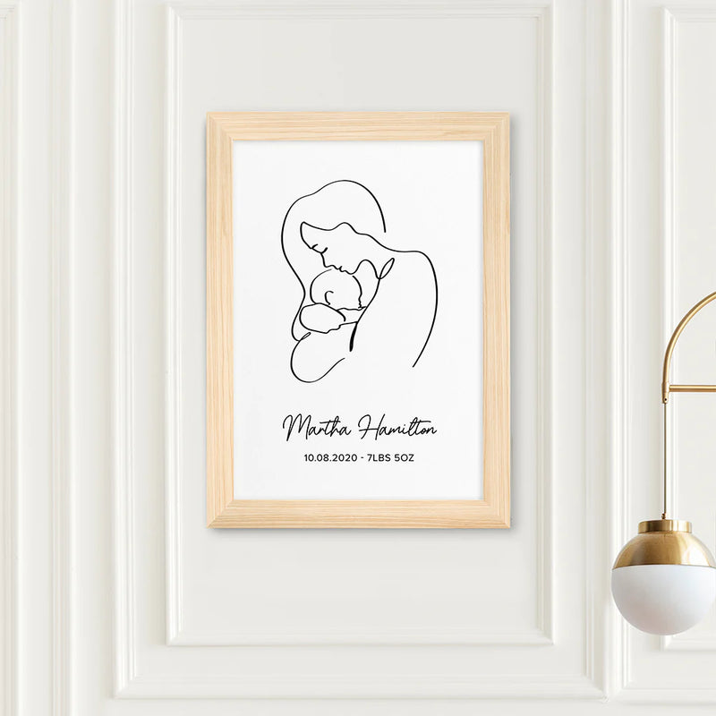 Personalised Line Art New Mum and Babys Love Print