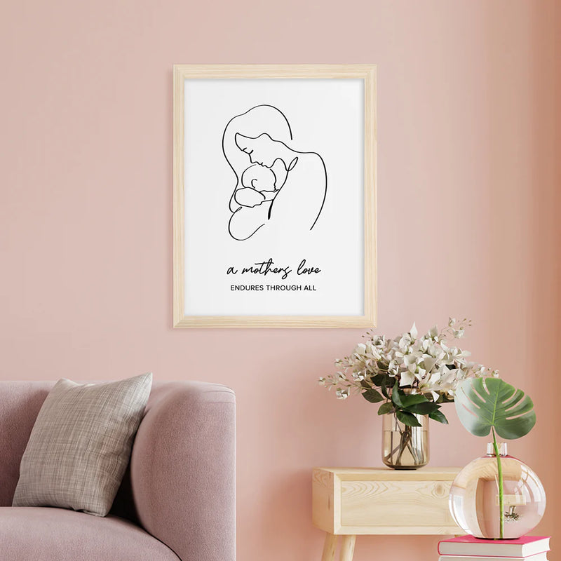 Personalised Line Art New Mum and Babys Love Print