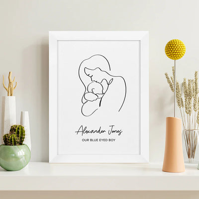 Personalised Line Art New Mum and Babys Love Print