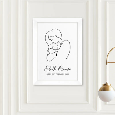 Personalised Line Art New Mum and Babys Love Print