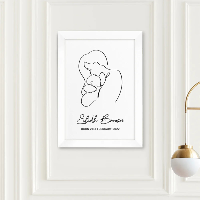 Personalised Line Art New Mum and Babys Love Print