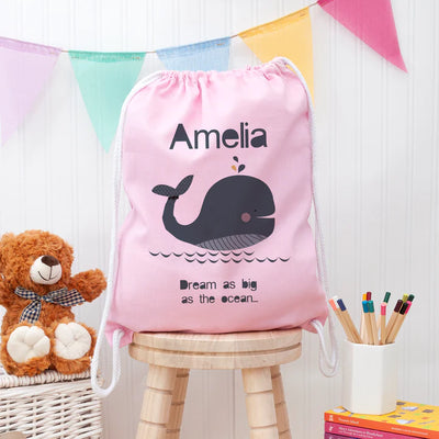 Personalised Children's Whale PE Kit Bag