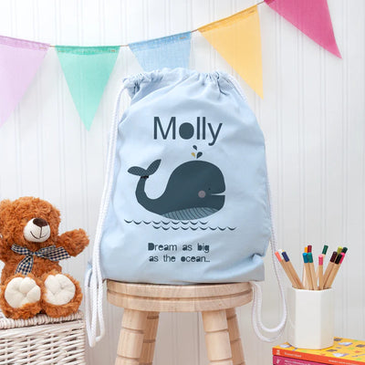 Personalised Children's Whale PE Kit Bag