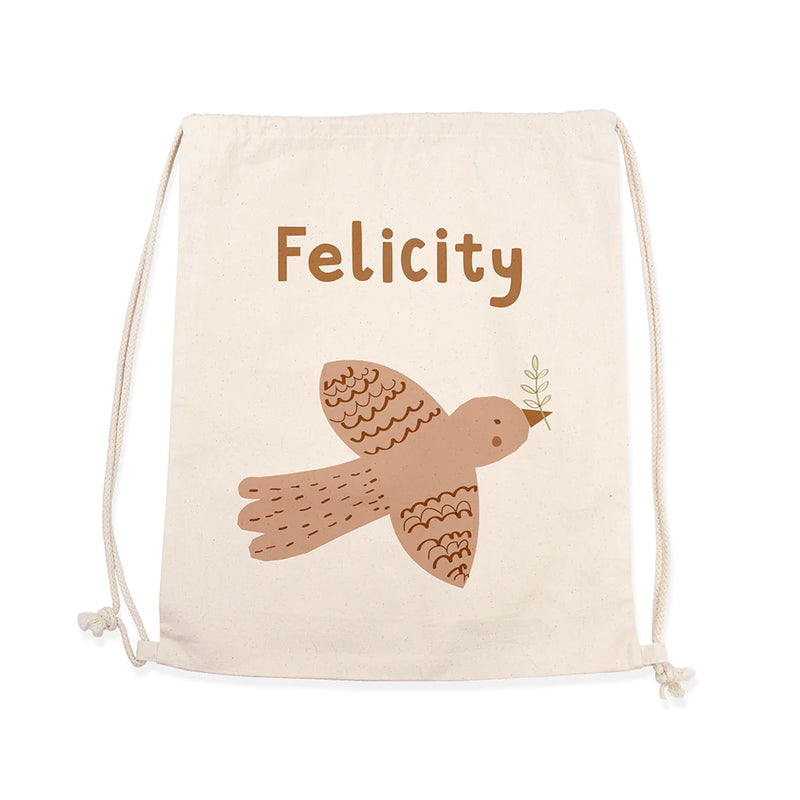 Personalised Woodland Bird Cotton Nursery Bag