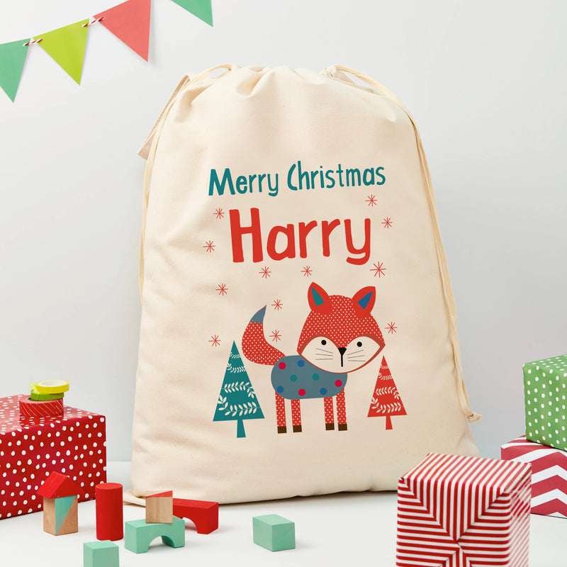 Personalised Festive Fox Christmas Sack by Really Cool Gifts