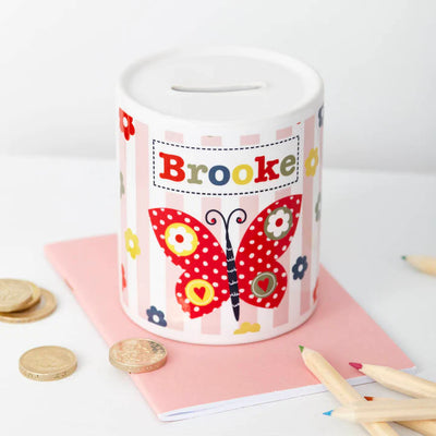 Personalised Girl's Floral Money Box