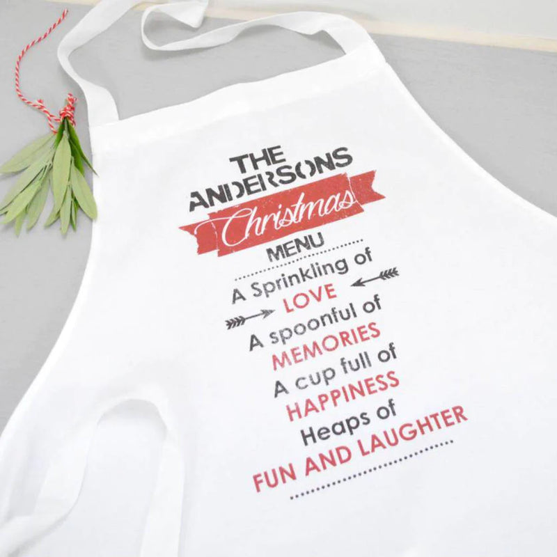 Personalised Your Family Christmas Menu Apron by Really Cool Gifts