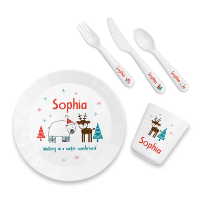 Personalised Kid's Winter Wonderland Dinner Set by Really Cool Gifts