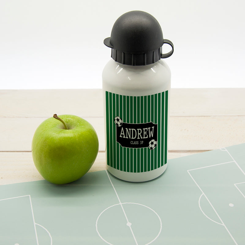 Boys Football Striped Personalised Water Bottle by Really Cool Gifts