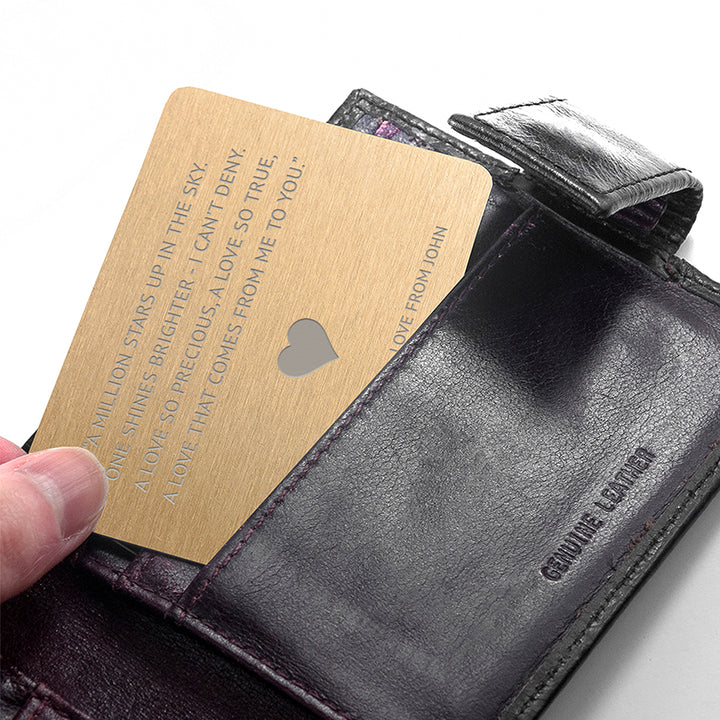 Personalised Love Note Metal Wallet Keepsake