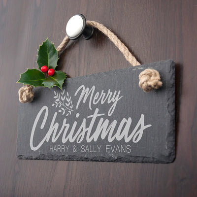 Personalised Merry Christmas Slate Hanging Sign By Really Cool Gifts