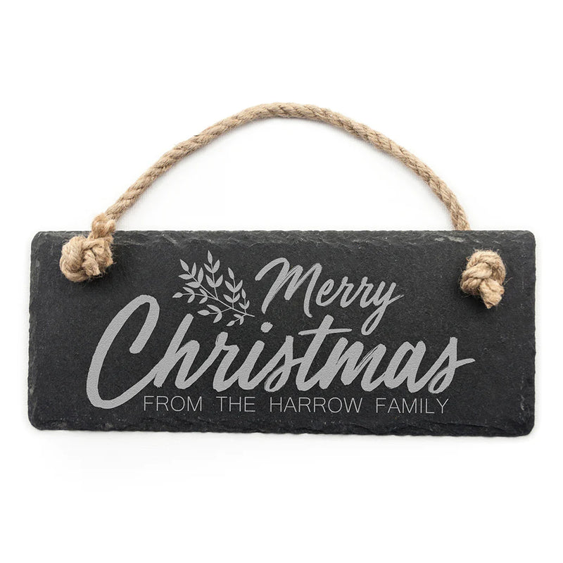 Personalised Merry Christmas Slate Hanging Sign By Really Cool Gifts