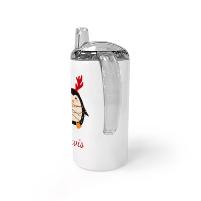 Personalised Christmas Penguin Kids Sippy Cup