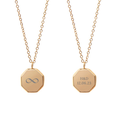 Personalised Men's Gold Infinity Octagon Pendant Necklace by Really Cool Gifts