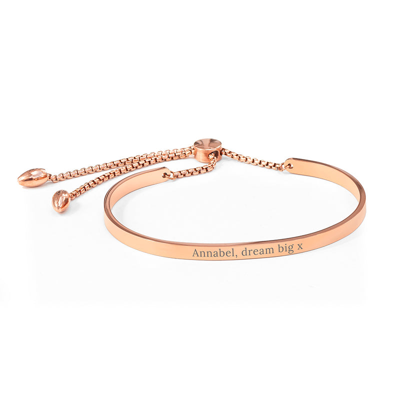 Personalised Rose Gold Affirmation Bangle Bracelet by Really Cool Gifts