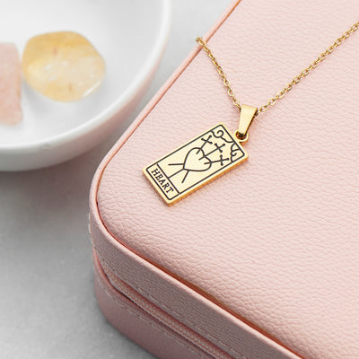 Personalised Three of Swords Heart Tarot Card Necklace