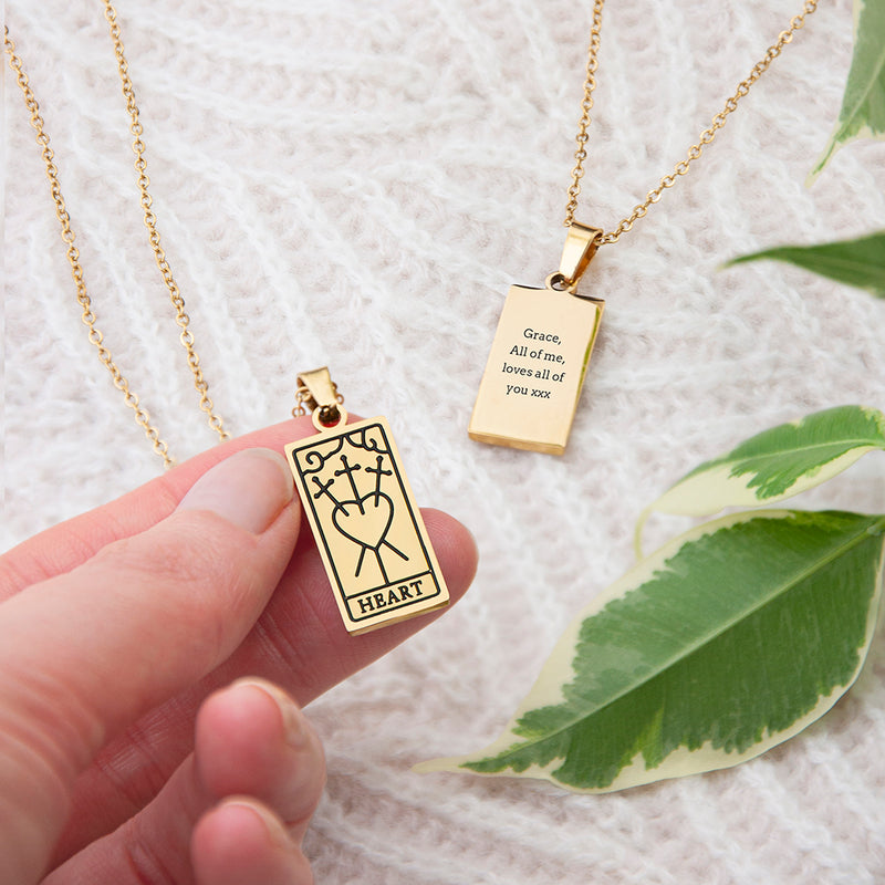 Personalised Three of Swords Heart Tarot Card Necklace